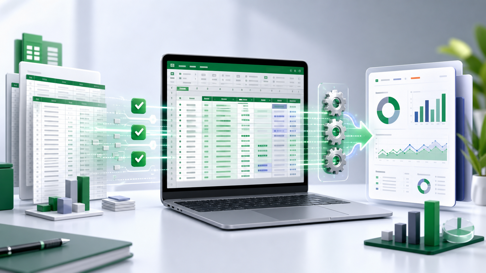 Excel spreadsheet data being validated and automatically converted into reports